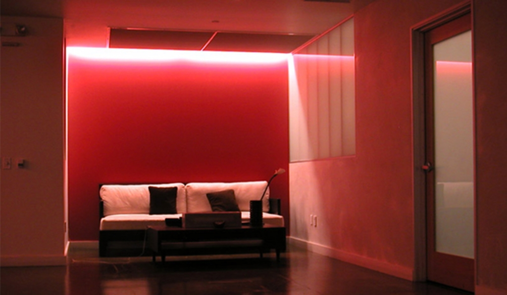 red accent wall