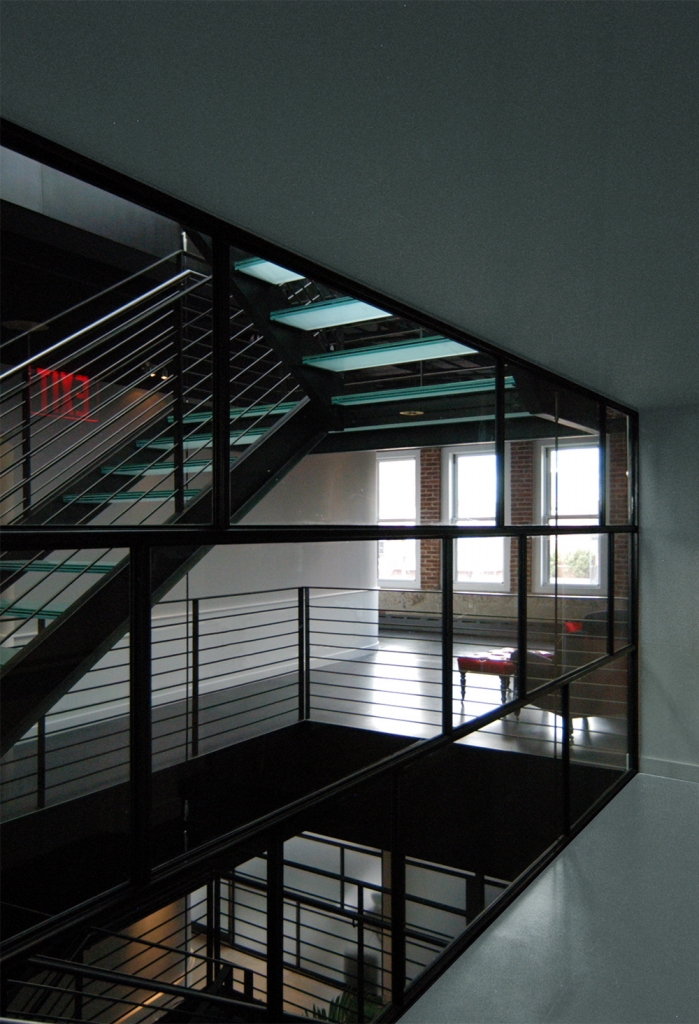 glass and steel staircase