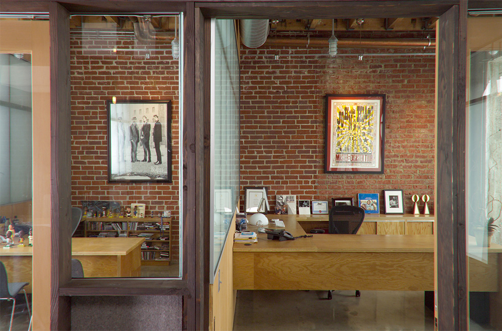 exposed brick wall office