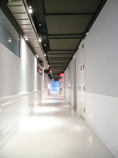 minimalist office hallway